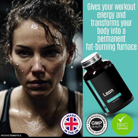 Woman after workout with supplement bottle and certification logos